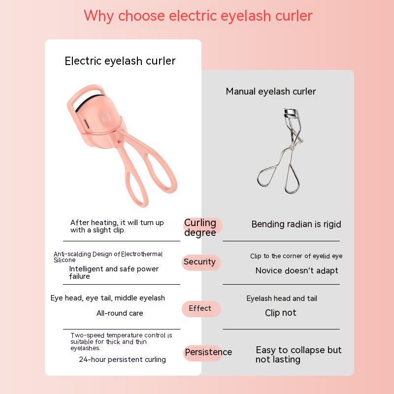 Rechargeable Heated Eyelash Curler - Portable Electric Comb for Long-Lasting Curls